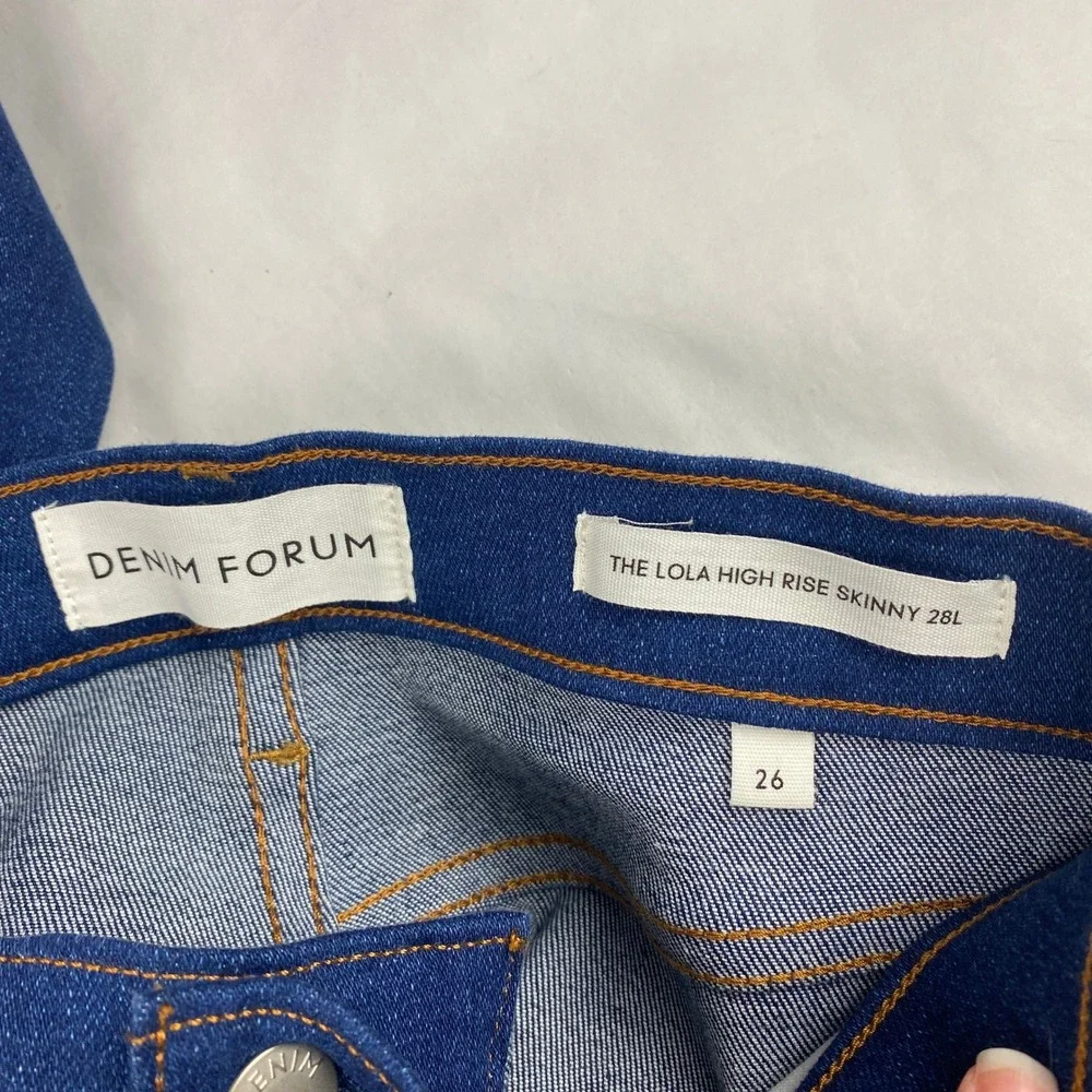 Denim Forum Jeans Women's Size 26 Blue The Arlo High Rise Straight 28L - Picture 7 of 13